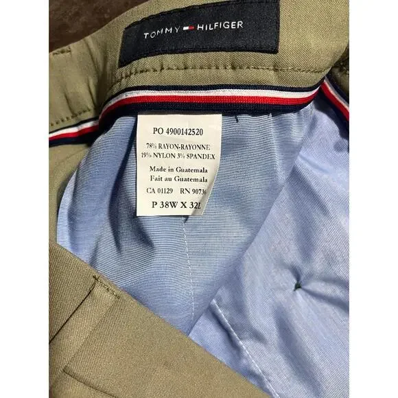 Tommy Hilfiger TH Flex Stretch Dress Pants Mens 38x32 Olive Khaki New With Tags - Picture 5 of 7